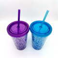 Hight quality nice cheap 16oz double wal AS/Tritanl plastic ice  juice  cool straw mug manufacturer
